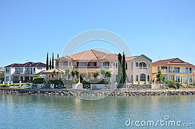 Luxuries houses along the river in Australia Stock Photo