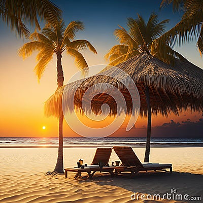 Luxurios Loungers, Holiday Vacancion Spa Hotel Resort, Relaxing Concept Background, Generative AI Stock Photo