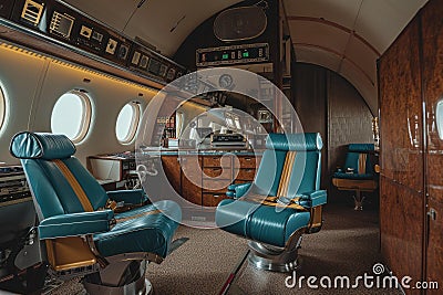 Luxurious Airplane salon. Generate Ai Stock Photo