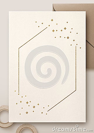 Luxurious banquet invitation card Luxury wedding invitation cards with gold gold foil texture and geometric pattern vector design Stock Photo