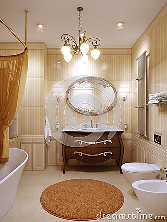 Luxurious bathroom interior design in classic style Stock Photo