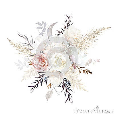 Luxurious beige and blush trendy vector design bouquet. Vector Illustration