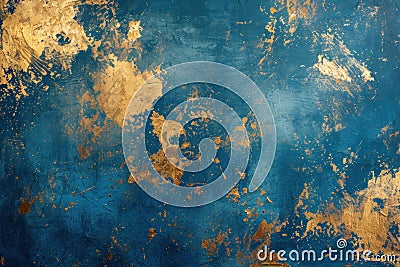 Luxurious Blue gold background. Generate Ai Stock Photo