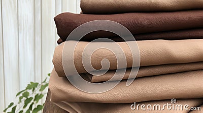 Luxurious Brown Folded Cloth In Monochromatic Hues - Limited Color Range Stock Photo
