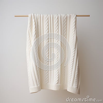 Luxurious Cable Knit Throw In Mori Kei Style Stock Photo