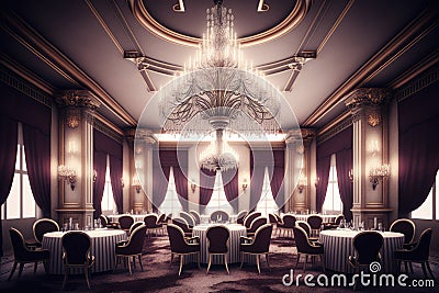 luxurious casino with crystal chandeliers and velvet drapes, for a luxurious atmosphere Stock Photo