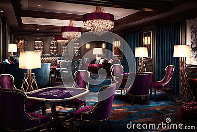 luxurious casino lounge with plush seating and lavish decor Stock Photo
