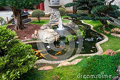 Luxurious Chinese classical garden garden scenery and ancient buildings Stock Photo