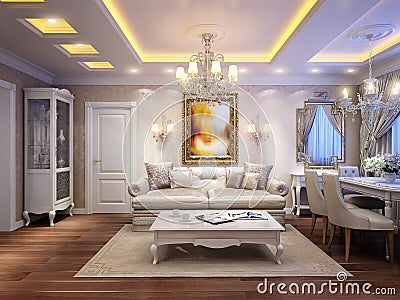 Luxurious classic baroque living room interior Stock Photo