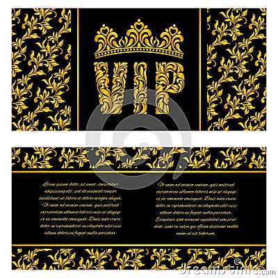 The luxurious design of the booklet. Inscription VIP of floral d Vector Illustration