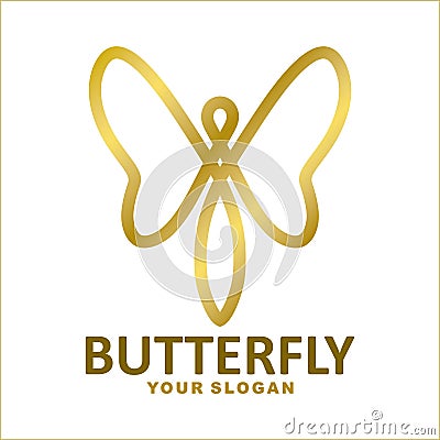 luxury butterfly gold flat logo design Stock Photo