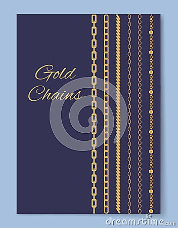 Luxurious Expensive Gold Chains Promotional Poster Vector Illustration