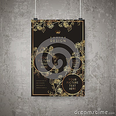 Luxurious floral poster template design Vector Illustration