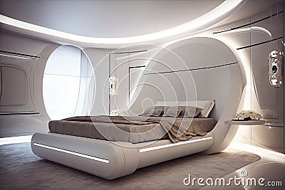 luxurious, futuristic bedroom with touch of luxury and opulence Stock Photo