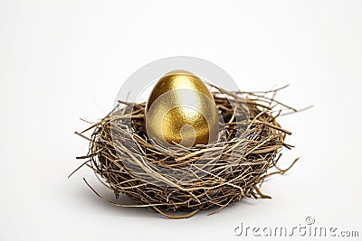 Luxurious Gold Egg In Nest Generative Ai Stock Photo