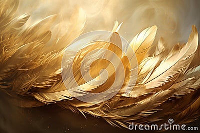 Luxurious Gold feathers background. Generate AI Stock Photo