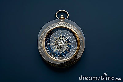 Timeless Elegance A Gold Pocket Watch Against a Blue Sky Stock Photo