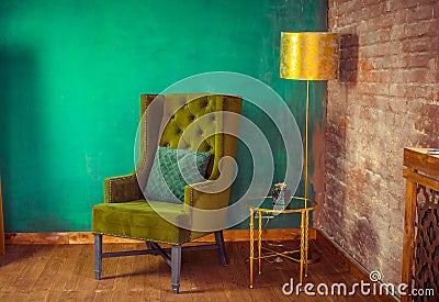 Luxurious green vintage armchair Editorial Stock Photo