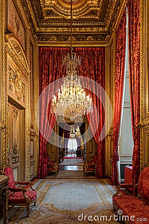 Luxurious Napoleon III apartments, Louvre museum, Paris France Editorial Stock Photo