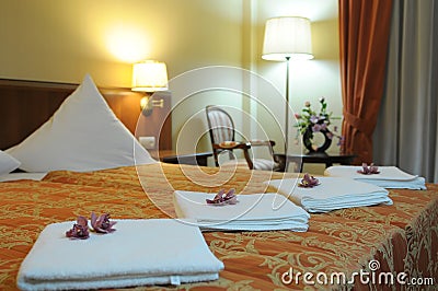 Luxurious hotel bedroom Stock Photo