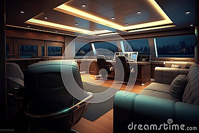 Luxurious interior of a modern yacht Stock Photo