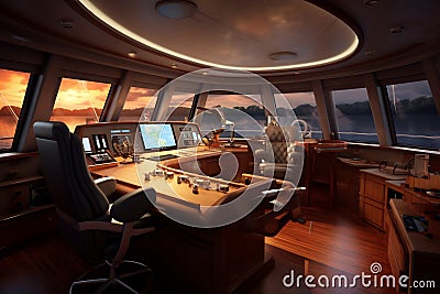 Luxurious interior of a modern yacht Stock Photo