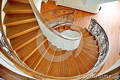 Luxurious internal spiral staircase. Located in a villa near the Black Sea.Ukraine.Odessa. Stock Photo