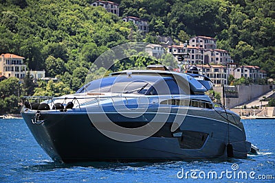 Luxurious large motor yacht Riva 88 Domino Super Editorial Stock Photo