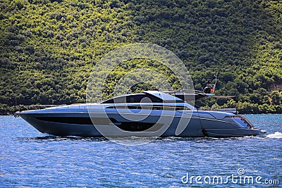 Luxurious large motor yacht Riva 88 Domino Super Editorial Stock Photo