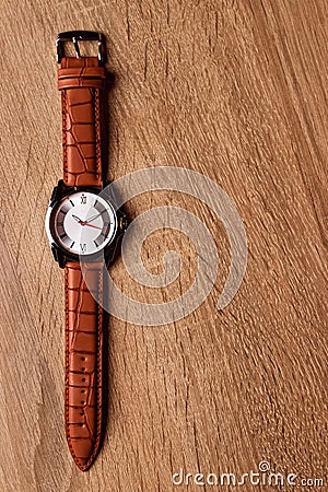 Luxurious leather watch Stock Photo
