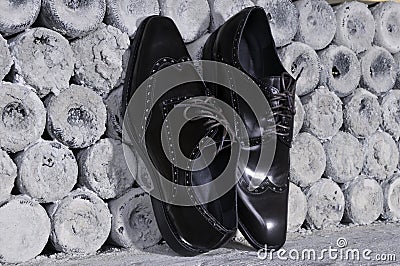 Luxurious men's leather handmade shoes. Stock Photo