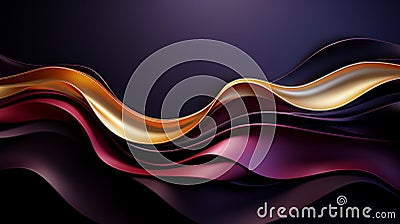 Luxurious minimalist purple and gold waves background. Futuristic design for modern banner template and invitations. Luxury Stock Photo