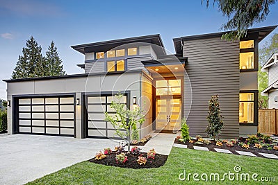 Luxurious new construction home in Bellevue, WA Stock Photo