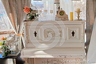 Luxurious old fashioned piano in the vintage style Stock Photo