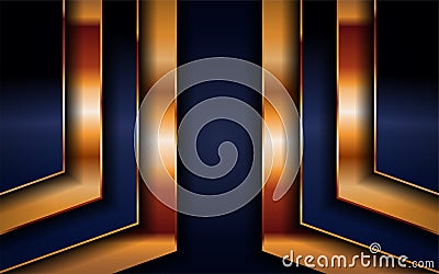 Luxurious premium navy blue abstract background with golden lines. Overlap textured layer design Vector Illustration