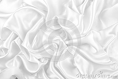 Luxurious of smooth white silk or satin fabric texture background Stock Photo