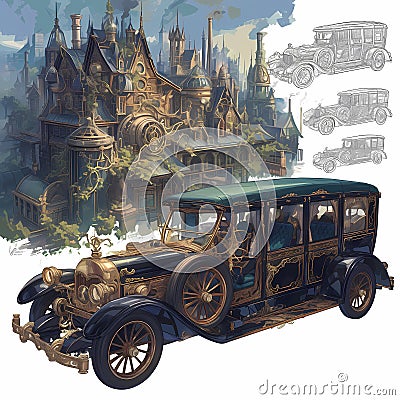 Elegant Steampunk Sedan Stock Photo