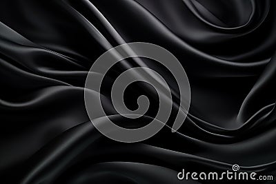 luxurious swirls of black satin Stock Photo