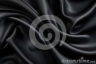 luxurious swirls of black satin Stock Photo