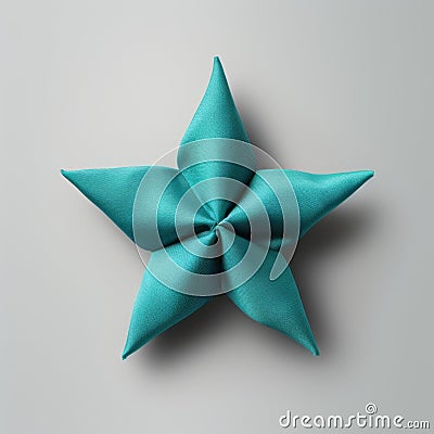 Luxurious Turquoise Origami Star On Gray Background Stock Photo