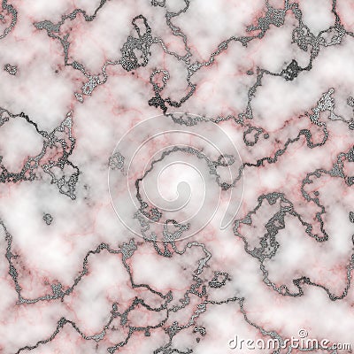 Luxurious white onyx marble texture with silver addition and red accents. Marble texture background Stock Photo