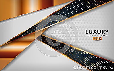 Luxurious White overlap background vector. Realistic abstract overlap layer on textured black background combine with golden dots Vector Illustration