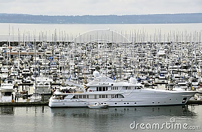 Luxurious yachts in marina Stock Photo