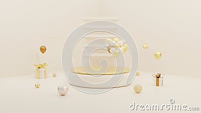 Luxury abstract background for product presentation, podium display, minimal geometric mustard shade color pastel scene, 3d render Stock Photo