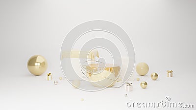 Luxury abstract background for product presentation, podium display, minimal geometric mustard shade color pastel scene, 3d render Stock Photo
