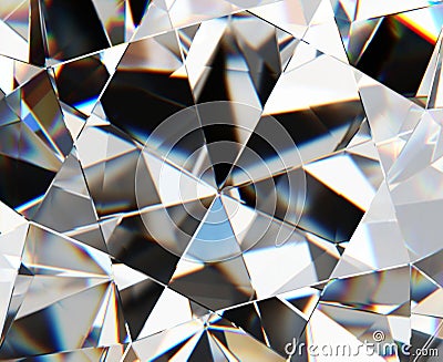 Luxury Abstract Realistic Crystals Texture with Prism Spectrum Caustic Reflection Close Up Background 3D rendering Stock Photo