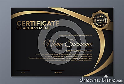 Luxury achievement certificate best award diploma Vector Illustration