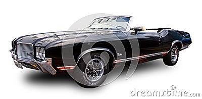 1972 Luxury American Oldtimer convertible car Oldsmobile Cutlass Supreme. White background Editorial Stock Photo