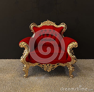 Luxury armchair with golden frames Stock Photo