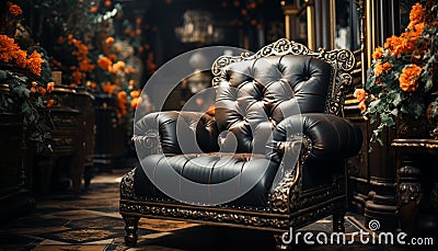 Luxury armchair and sofa in elegant, old fashioned living room generated by AI Stock Photo